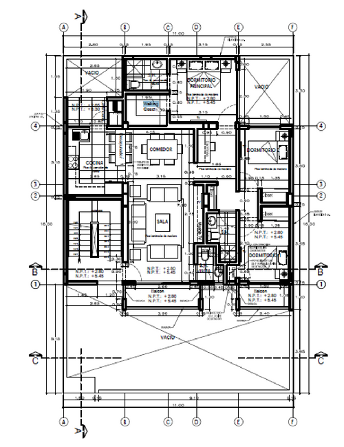 Plano de segundo piso de multifamiliar