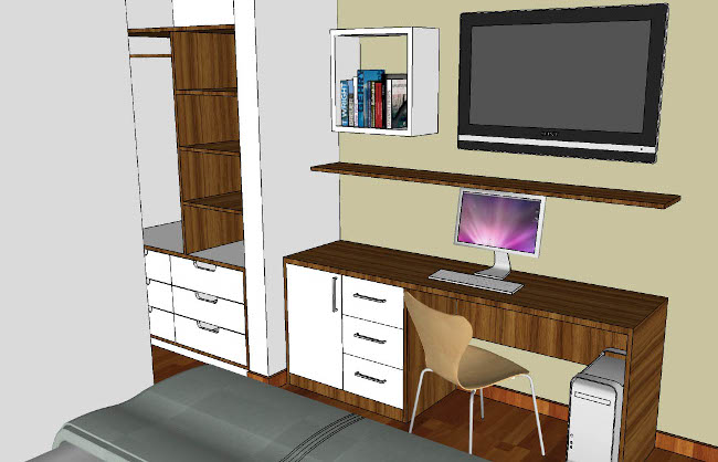Diseño de escritorio y closet 