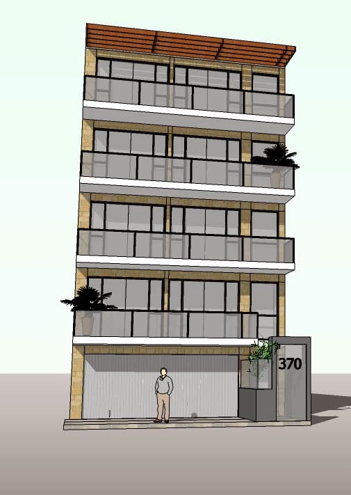 Diseño de fachada de edificio de 5 pisos
