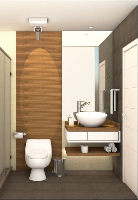 baño de dormitorio con espejo rectagular