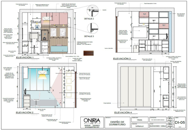 Planos de dormitorio de niña