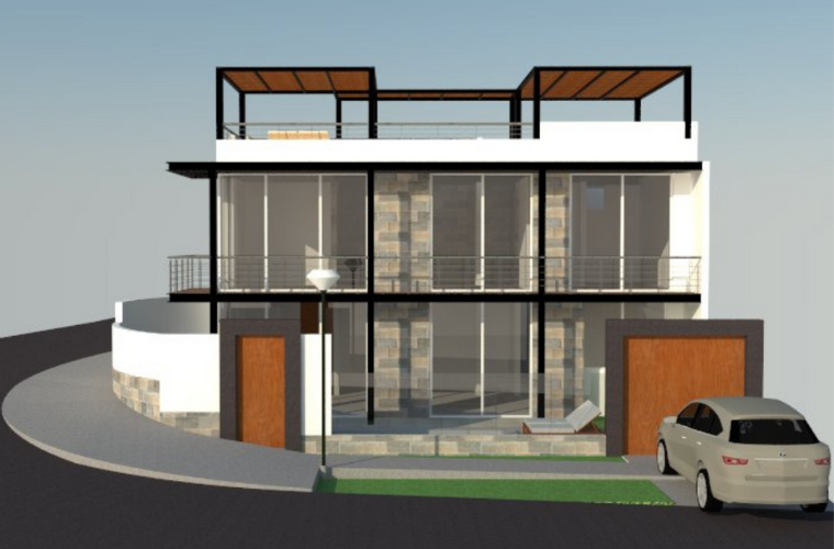 Diseño de fachada de casa de playa 