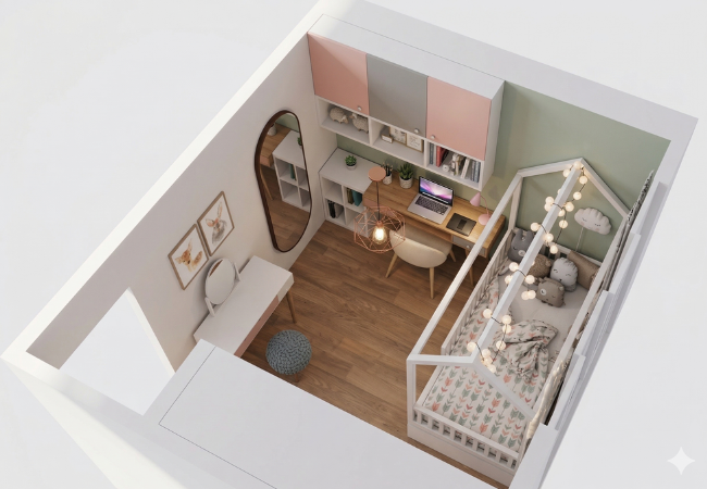 Planta de dormitorio de niña