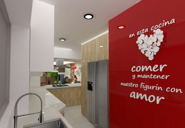 Diseño de cocina roja 