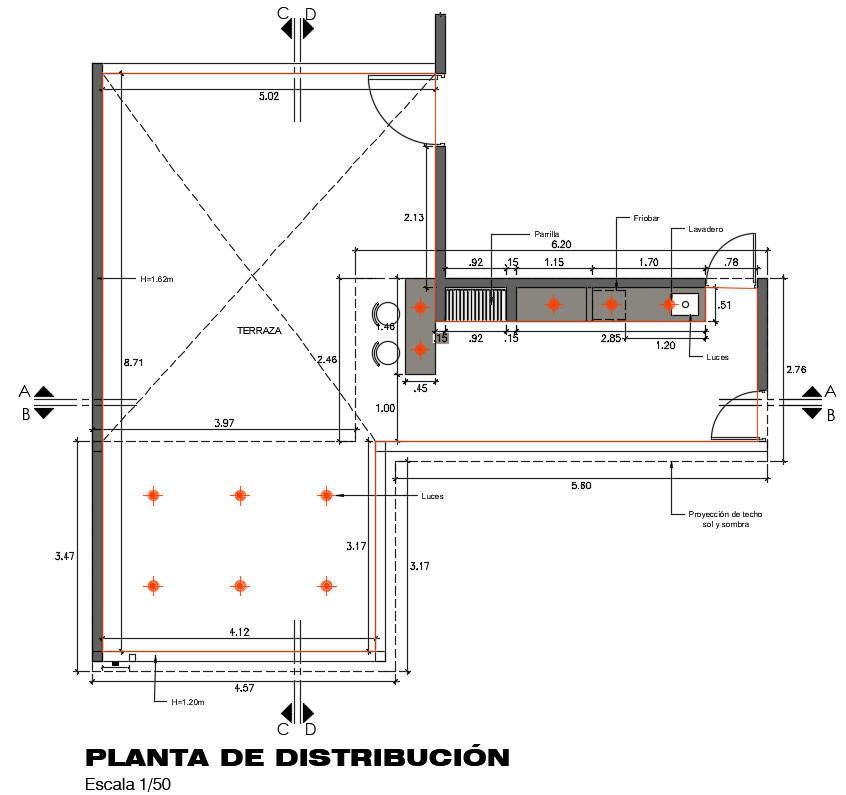 Planta de distribución de terraza en casuarinas  