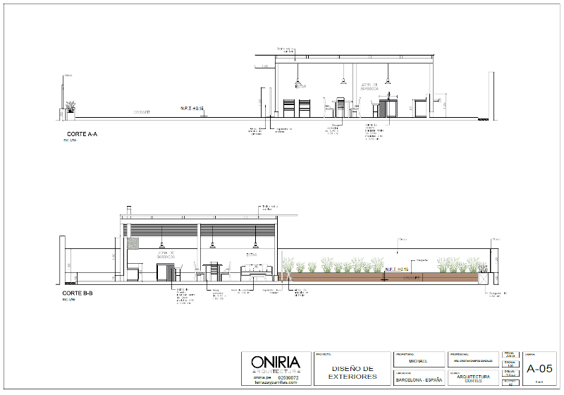 Plano de cortes del proyecto 