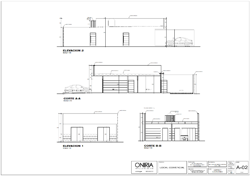 Planos del corte del proyecto de óptica