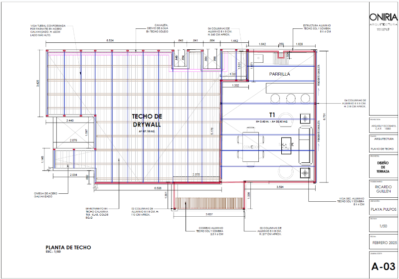 Plano de techo de TK 5 y sol y sombra de aluminio 