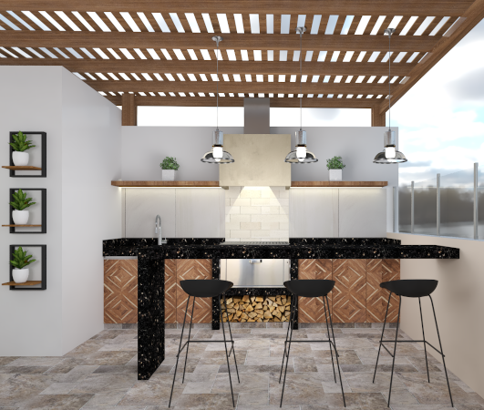 Estación de parrilla de departamento de playa 