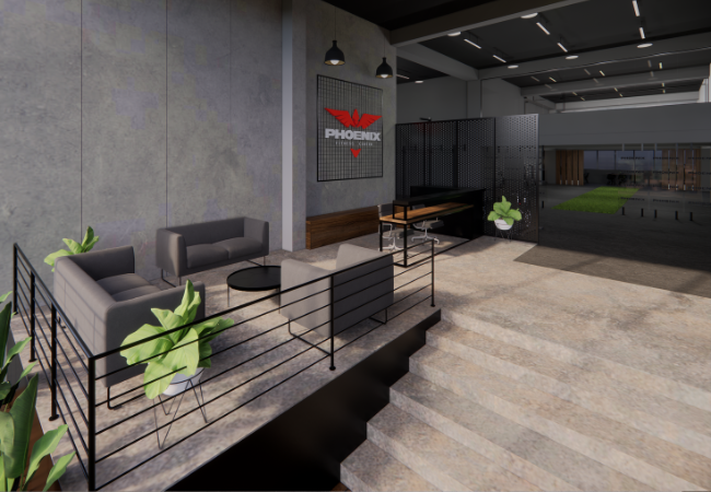 Recepcion de diseño de gimansio Phoenix Fitness Center