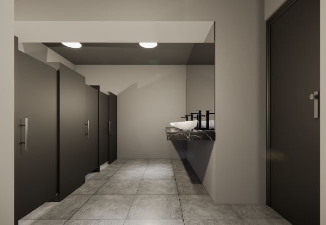 Zona de duchas y lavaderos de baño