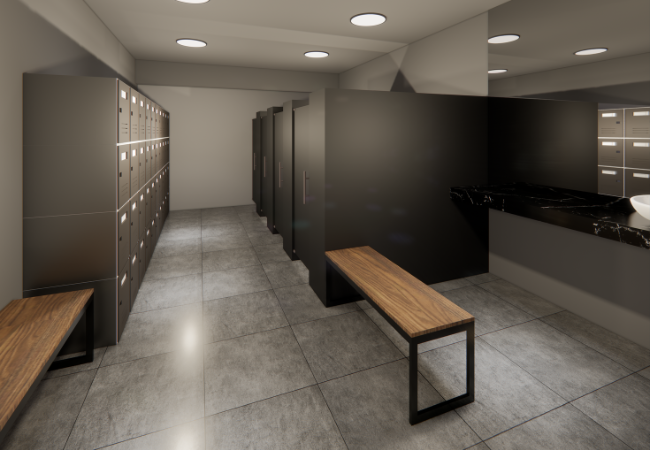 Diseño de baños del gimnasio 