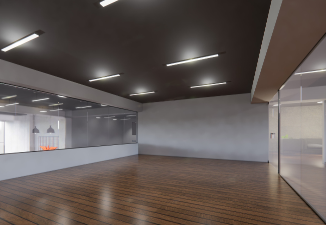 Diseño de zona de bailes de gimnasio 