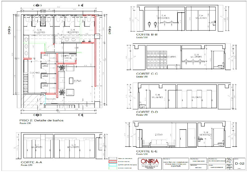 Detalle de baños de gimnasios 