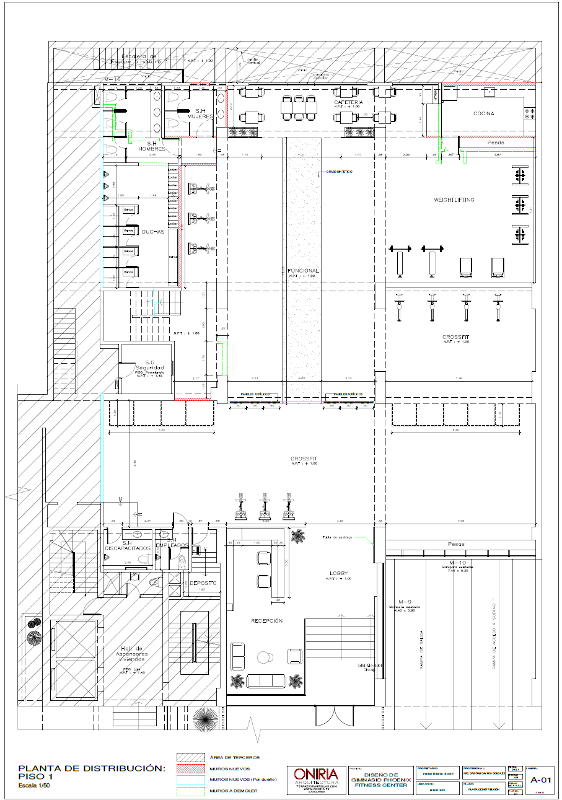 Plano de distribucion de gimnasio