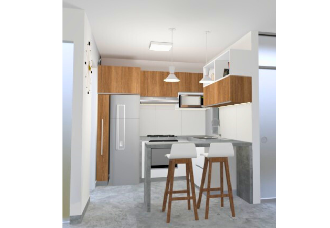 Diseño de cocina de cemento pulido en lince