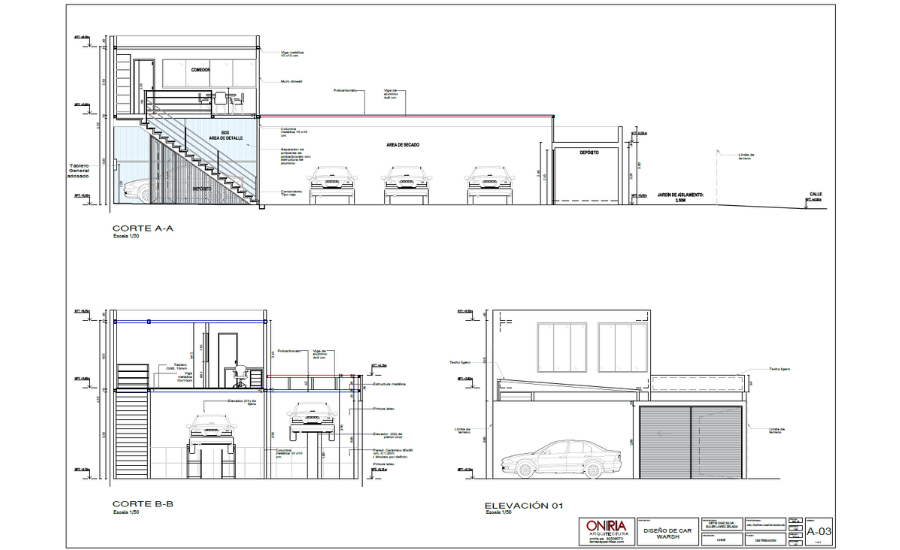 Diseño arquitectónico de car wash 