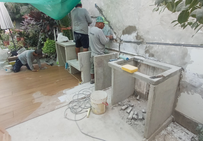 Construccion de base de concreto para parrilla