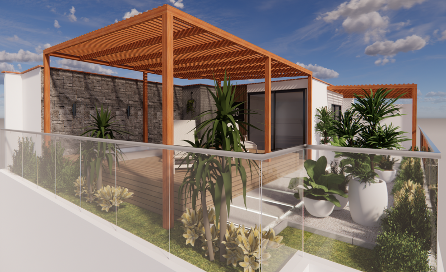 Diseño de terraza con jacuzzi