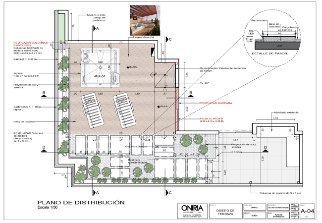 Propuesta de distribucion del proyecto de terraza con Jacuzzi