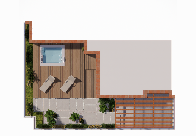 Diseño de terraza con Jacuzzi 