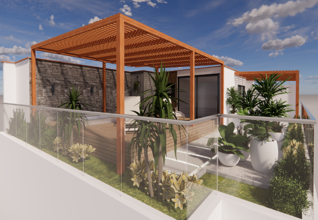Diseño de terraza con jacuzzi 