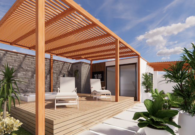 Diseño de deck para jacuzzi de terraza