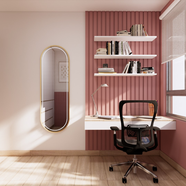 Diseño de dormitorio de niña en opción rosada