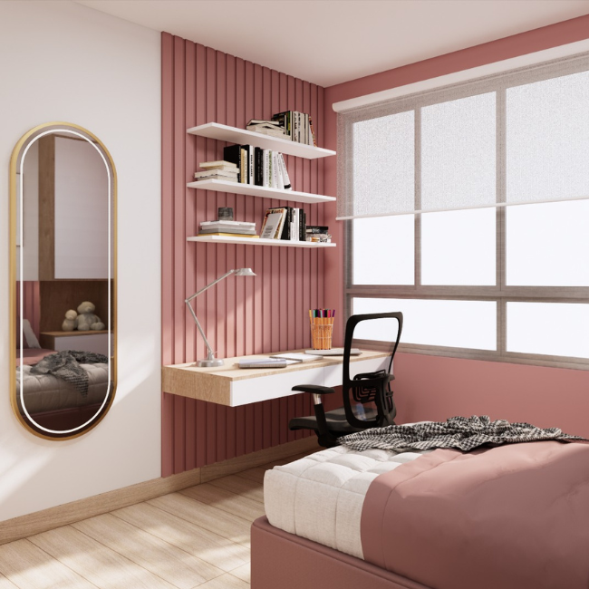 Dormitorio rosado de niña 