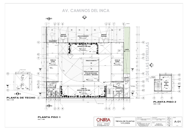 La distribución del proyecto de la tienda de venta de flores